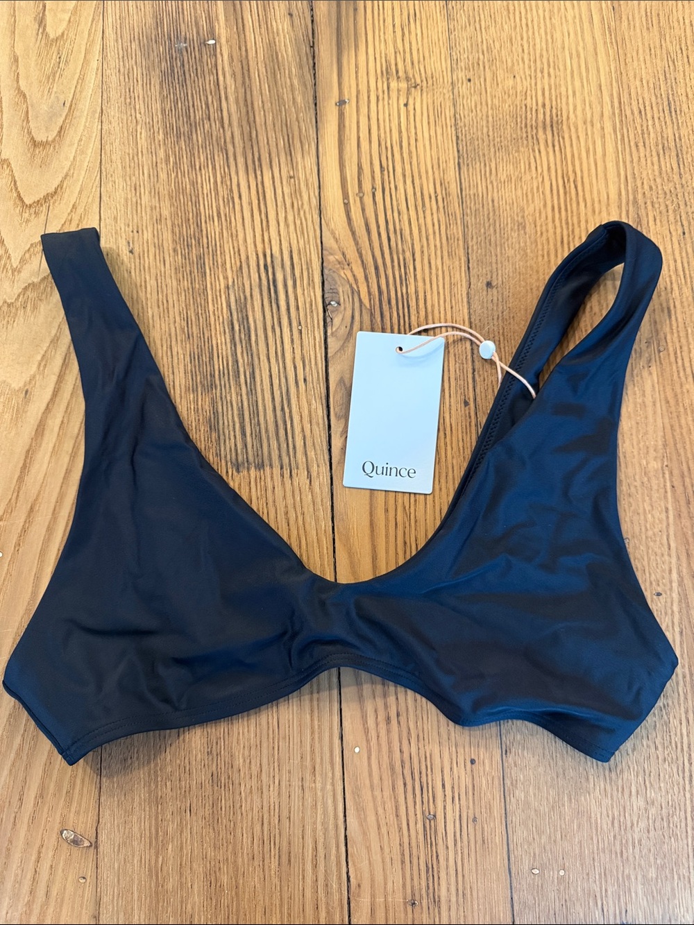 NWT Quince Black Scoop Bralette Swim Top - size medium